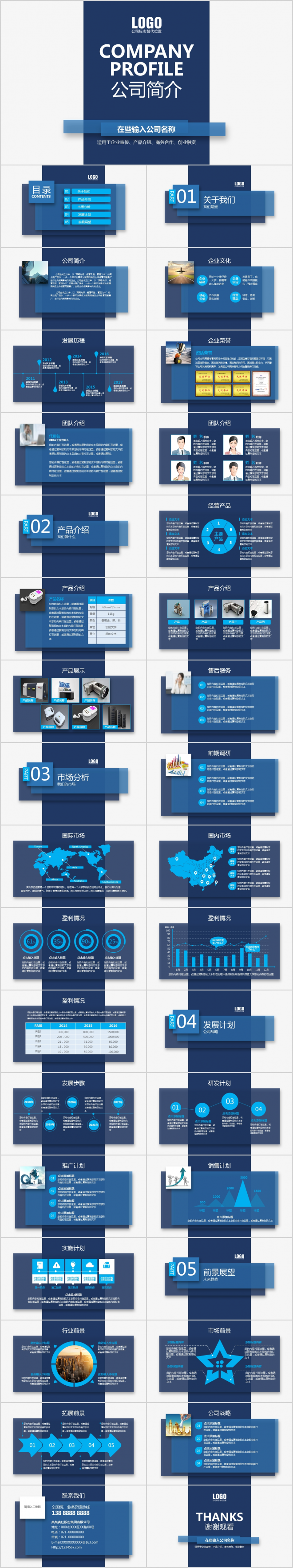 蓝色科技简约大气公司简介公司介绍产品介绍画册PPT模板