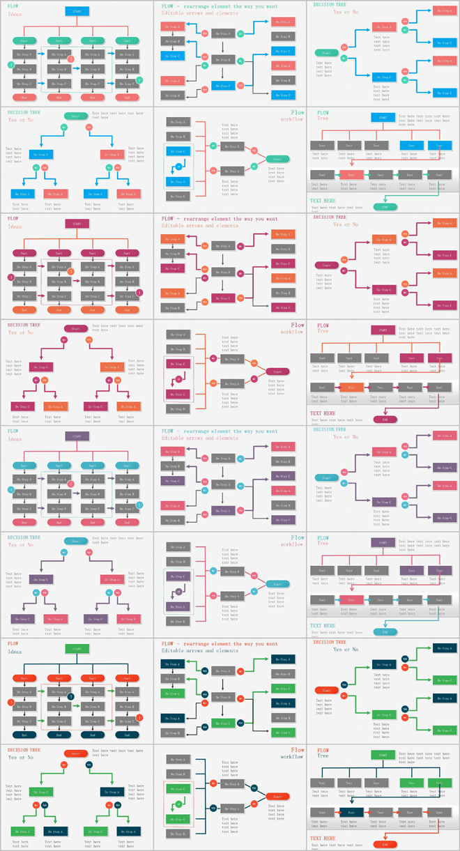 66套多种配色风格组织机构ppt图表
