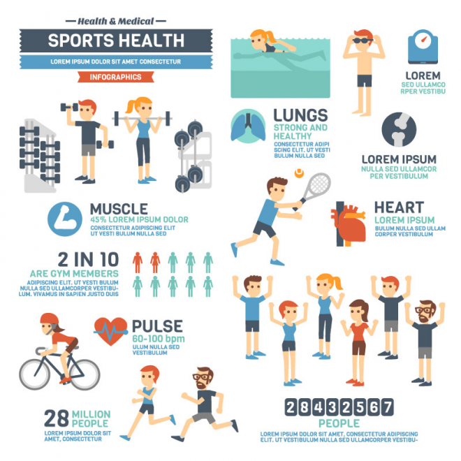 运动保健身卡通运动健身信息图矢量素材