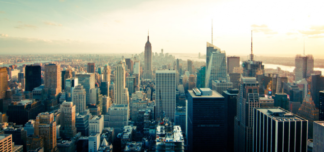 曼哈顿市中心的天际线城市图片城市背景图