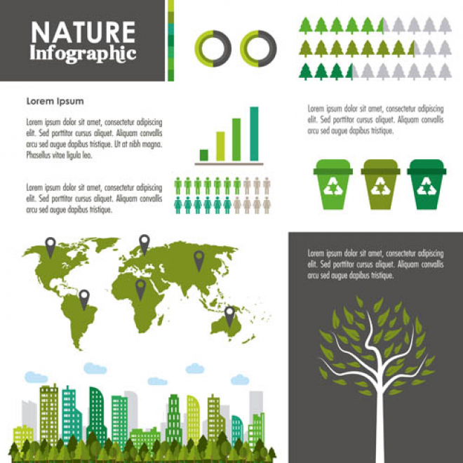 生态环保图片与碳排放信息图矢量素材